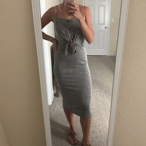 Striped cut out midi dress